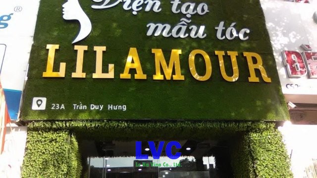 Cỏ nhân tạo ốp tường, Cỏ nhân tạo, Viện mẫu tóc Lilamour, Công ty LeHa Vina, Thảm cỏ nhân tạo