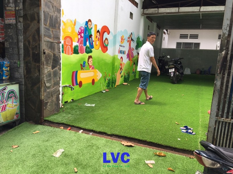 Trường mầm non Hằng Nga, Thi công cỏ nhân tạo, Công ty Lê Hà Vina, Cỏ tự nhiên, Cỏ nhân tạo ở Trường Mầm Non