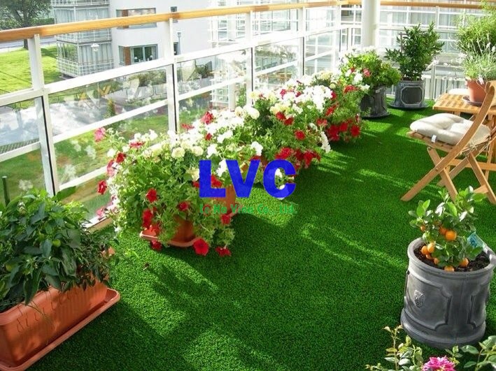 Trang trí sân thượng, Thi công vườn, Thi công vườn trên sân thượng nhỏ, Cỏ nhân tạo để trang trí cho sân thượng, Cỏ nhân tạo