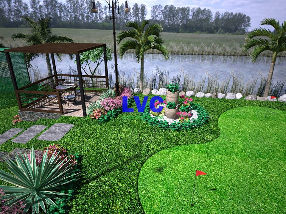 Cỏ nhân tạo trải sân, Lê Hà Vina, Cỏ thật, Thiết kế sân vườn, Cỏ nhân tạo trải sân vườn