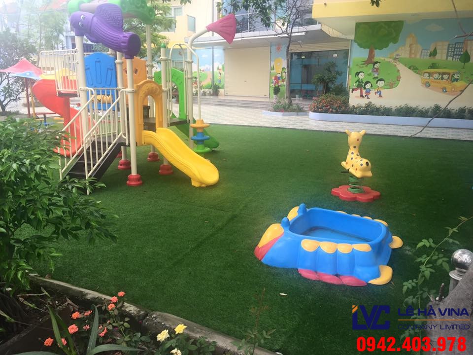 Cỏ nhân tạo, Thi công cỏ nhân tạo, Thiết kế thi công cỏ nhân tạo, Công ty Lê Hà Vina, Cỏ nhân tạo để làm sân chơi, Lê Hà Vina